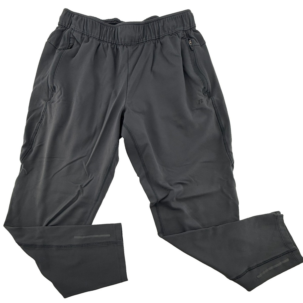 Russell Athletic Mens Medium Jogger Pants Gray Zip Pocket Performance